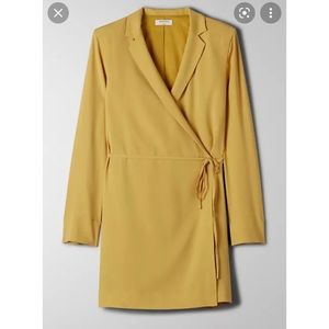 Babaton mustard yellow wrap blazer dress, size medium